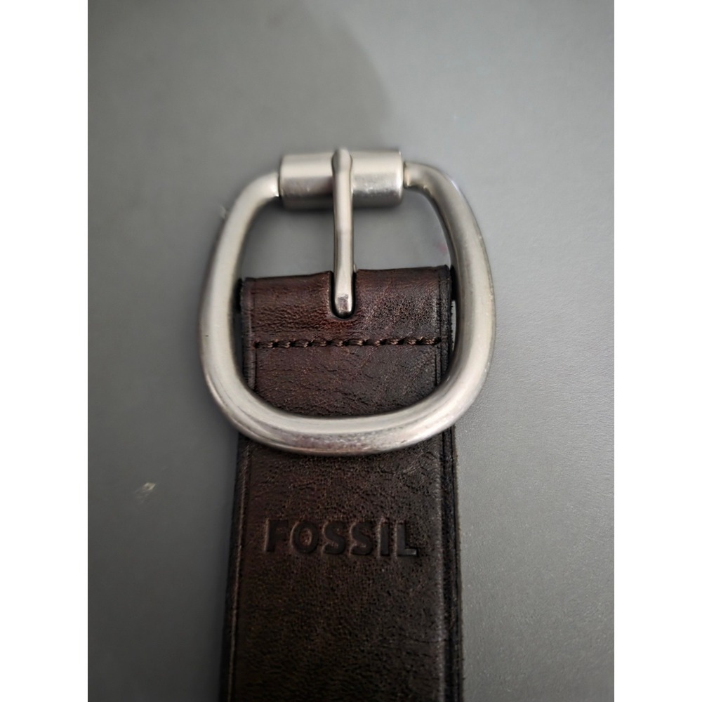 Fossil Womens Brown Leather Belt Silver Horseshoe Buckle
